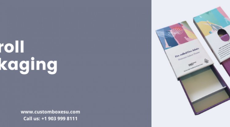 Pre roll packaging with window and printed logo design